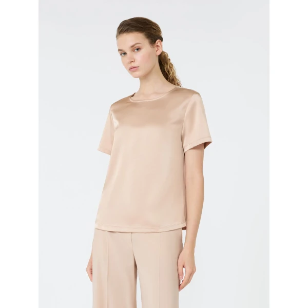 Max Mara Gilbert Satin Crew-Neck T-Shirt in Pink | T-shirts | Coveti