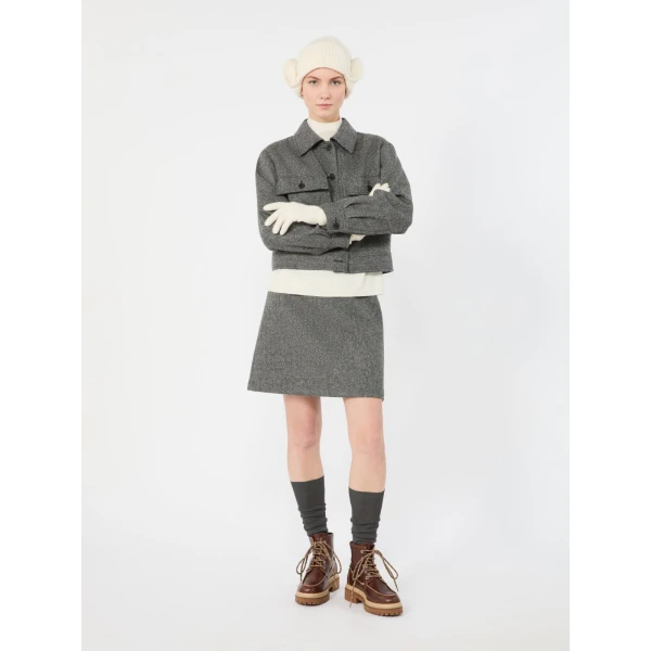 Max Mara Ginnasta Cropped Wool Blend Jacket in Dark Grey | Blazers | Coveti
