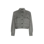 Max Mara Ginnasta Cropped Wool Blend Jacket in Dark Grey | Blazers | Coveti