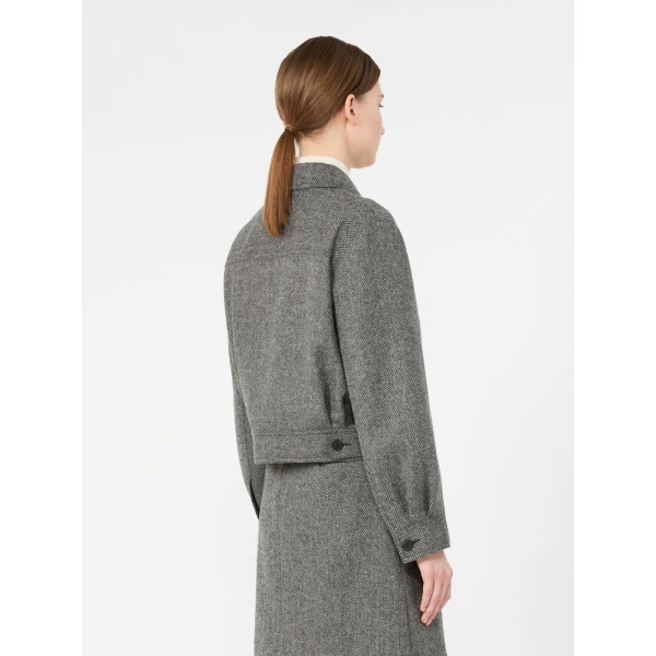Max Mara Ginnasta Cropped Wool Blend Jacket in Dark Grey | Blazers | Coveti