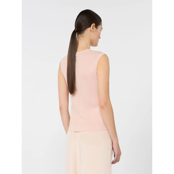 Max Mara Ginseng Cashmere and Silk Sleeveless Sweater in Pink | Sweaters | Coveti
