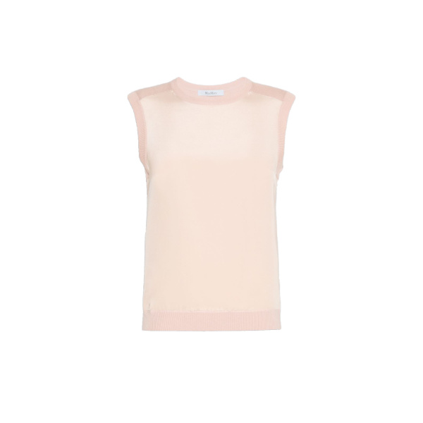 Max Mara Ginseng Cashmere and Silk Sleeveless Sweater in Pink | Sweaters | Coveti