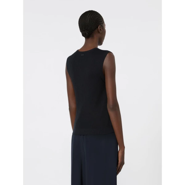 Max Mara Ginseng Cashmere and Silk Sleeveless Sweater in Ultramarine | Sweaters | Coveti