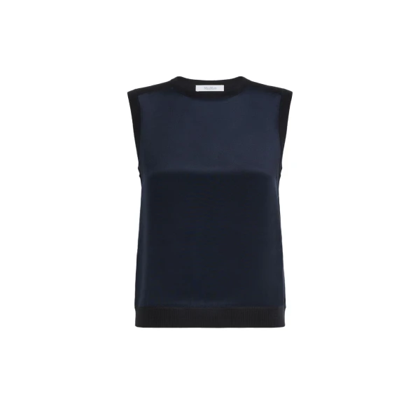 Max Mara Ginseng Cashmere and Silk Sleeveless Sweater in Ultramarine | Sweaters | Coveti