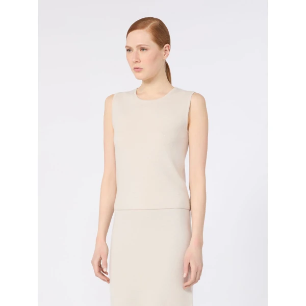Max Mara Giochi Sleeveless Wool and Cashmere Sweater in Beige | Sweaters | Coveti