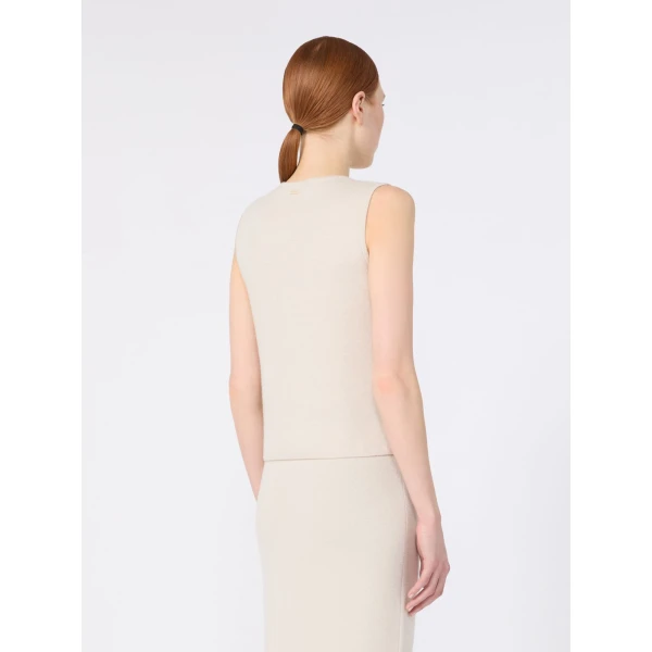 Max Mara Giochi Sleeveless Wool and Cashmere Sweater in Beige | Sweaters | Coveti