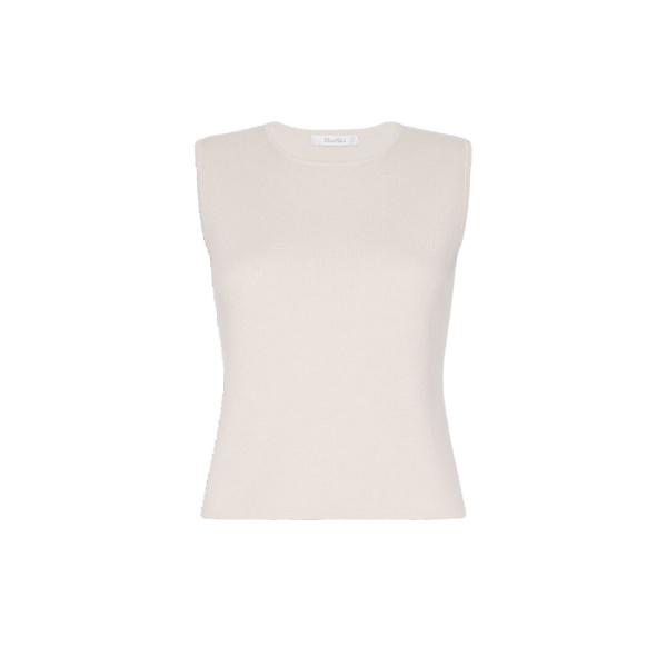 Max Mara Giochi Sleeveless Wool and Cashmere Sweater in Beige | Sweaters | Coveti