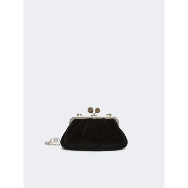 Max Mara Giochi Small Cotton Velvet Pasticcino Bag in Black | Clutch Bags | Coveti