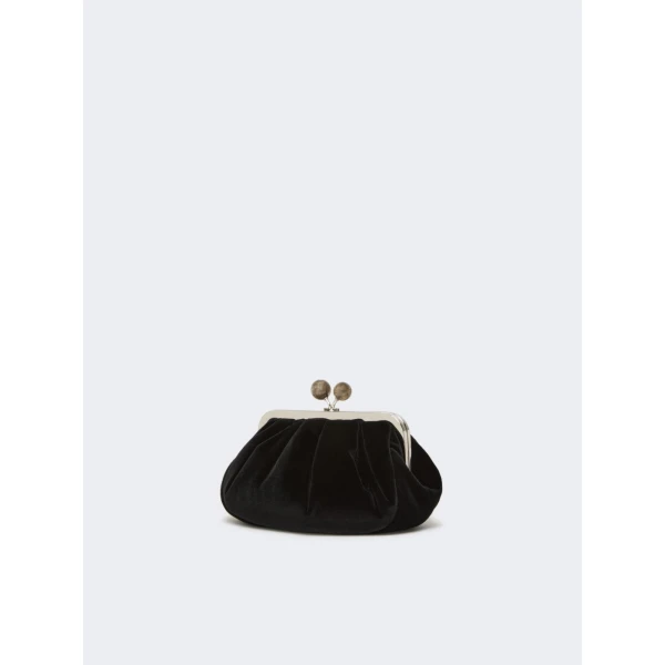 Max Mara Giochi Small Cotton Velvet Pasticcino Bag in Black | Clutch Bags | Coveti