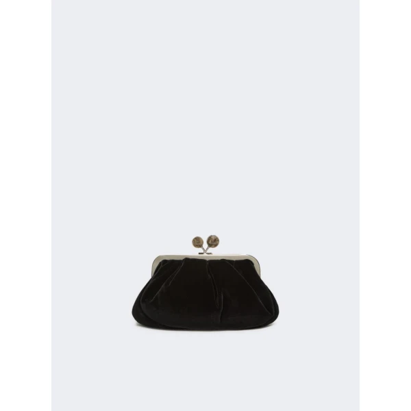 Max Mara Giochi Small Cotton Velvet Pasticcino Bag in Black | Clutch Bags | Coveti