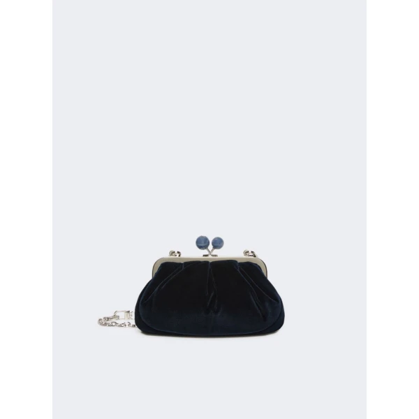 Max Mara Giochi Small Cotton Velvet Pasticcino Bag in Midnight Blue | Clutch Bags | Coveti