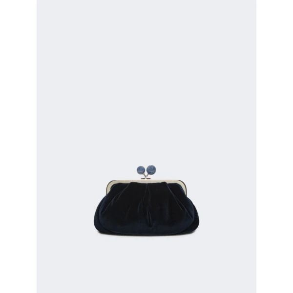 Max Mara Giochi Small Cotton Velvet Pasticcino Bag in Midnight Blue | Clutch Bags | Coveti