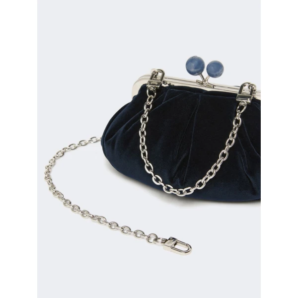 Max Mara Giochi Small Cotton Velvet Pasticcino Bag in Midnight Blue | Clutch Bags | Coveti
