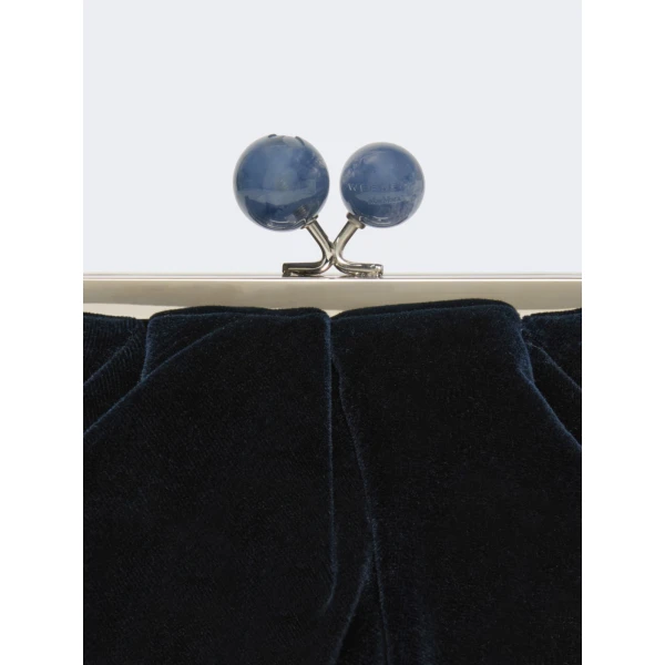 Max Mara Giochi Small Cotton Velvet Pasticcino Bag in Midnight Blue | Clutch Bags | Coveti