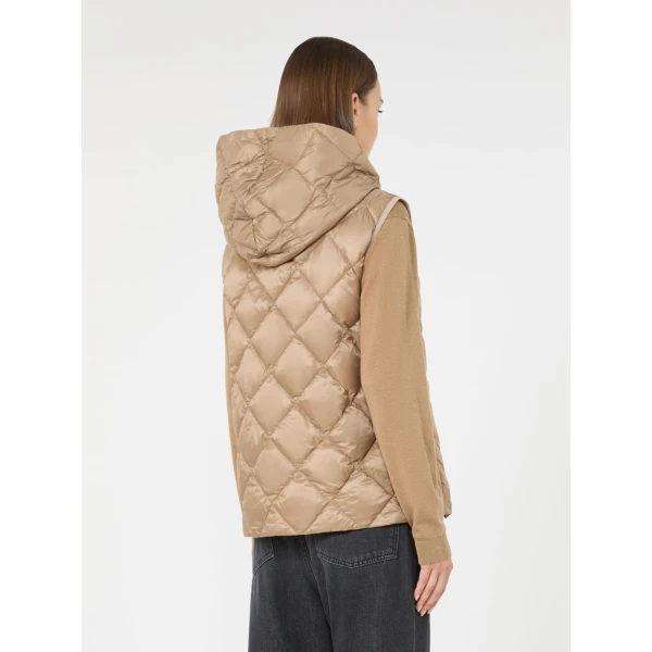 Max Mara Giochi Water-Repellent Padded Gilet in Camel | Vests | Coveti