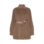Max Mara Gioco Short Cashmere Beaver Cloth Coat in Pearl Grey | Wool Coat | Coveti