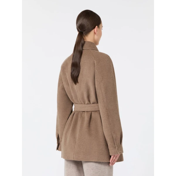 Max Mara Gioco Short Cashmere Beaver Cloth Coat in Pearl Grey | Wool Coat | Coveti