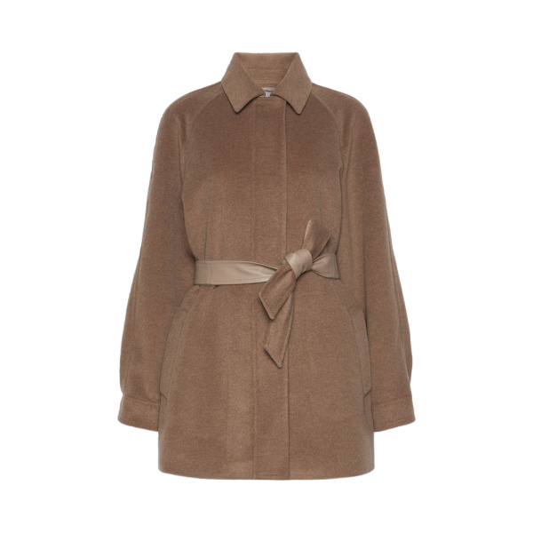 Max Mara Gioco Short Cashmere Beaver Cloth Coat in Pearl Grey | Wool Coat | Coveti