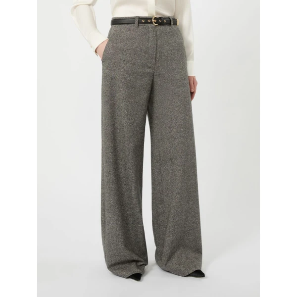 Max Mara Gioia Wool and Silk Donegal Trousers in White Black | Tailored pants | Coveti