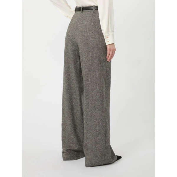 Max Mara Gioia Wool and Silk Donegal Trousers in White Black | Tailored pants | Coveti