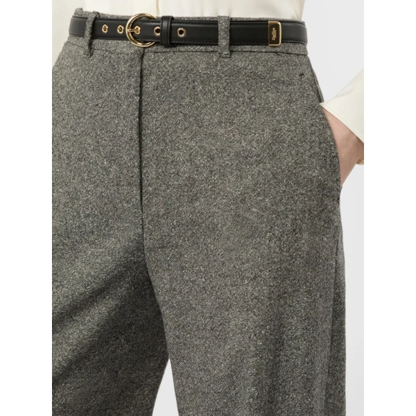 Max Mara Gioia Wool and Silk Donegal Trousers in White Black | Tailored pants | Coveti
