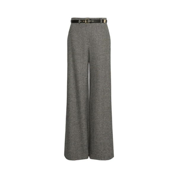Max Mara Gioia Wool and Silk Donegal Trousers in White Black | Tailored pants | Coveti