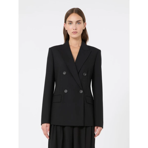 Max Mara Gioiosa Double-Breasted Wool Twill Blazer in Black | Blazers | Coveti