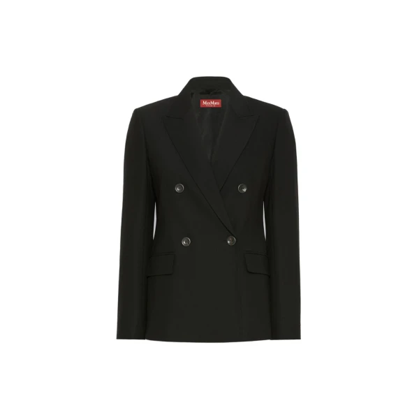 Max Mara Gioiosa Double-Breasted Wool Twill Blazer in Black | Blazers | Coveti