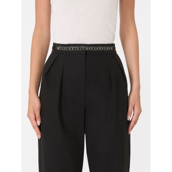 Max Mara Gioras Bejewelled Satin Belt in Black | Belts | Coveti