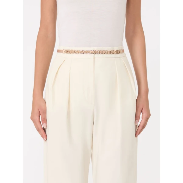 Max Mara Gioras Bejewelled Satin Belt in Powder Pink | Belts | Coveti