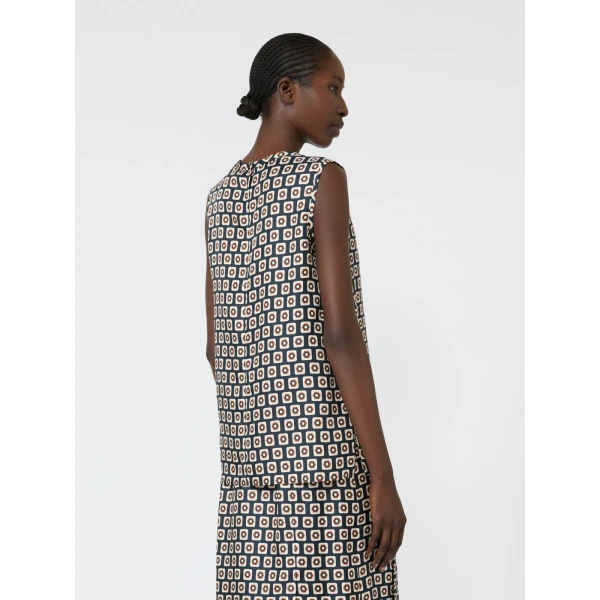 Max Mara Giornata Printed Silk Twill Top in Ultramarine | Blouse | Coveti