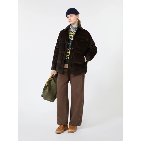 Max Mara Giorno Cotton Velvet Down Jacket in Brown | Jackets | Coveti