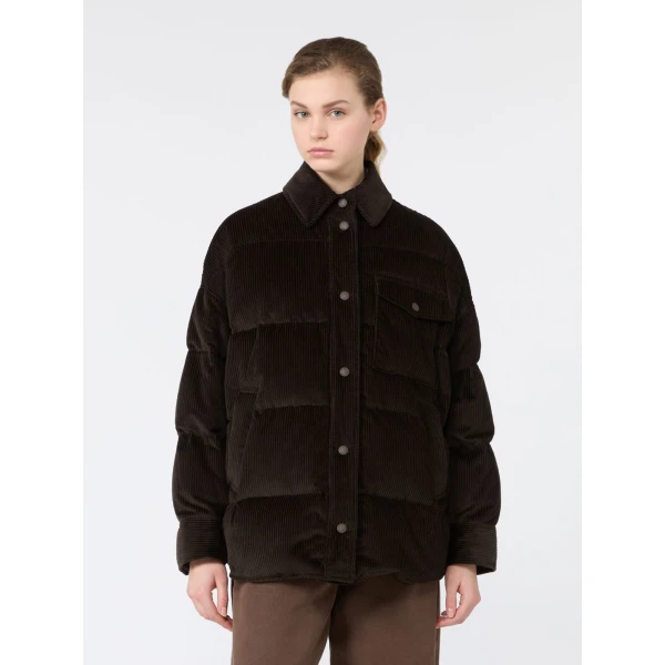 Max Mara Giorno Cotton Velvet Down Jacket in Brown | Jackets | Coveti