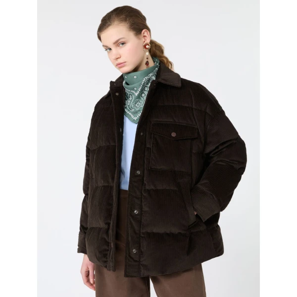 Max Mara Giorno Cotton Velvet Down Jacket in Brown | Jackets | Coveti