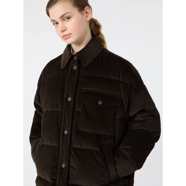 Max Mara Giorno Cotton Velvet Down Jacket in Brown | Jackets | Coveti