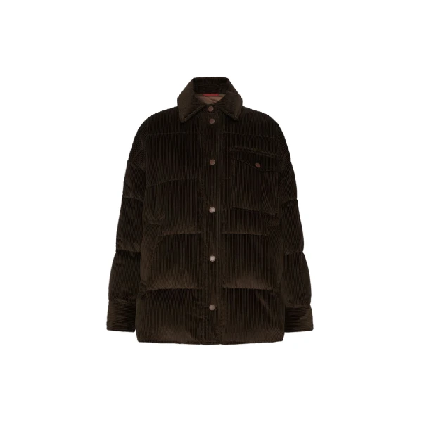 Max Mara Giorno Cotton Velvet Down Jacket in Brown | Jackets | Coveti