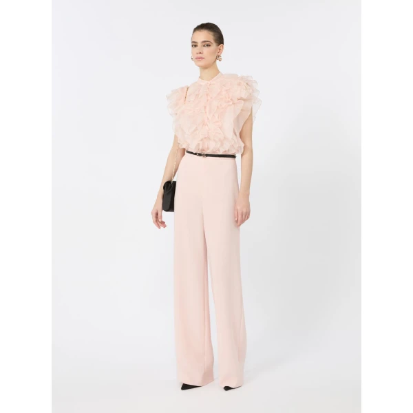 Max Mara Giostra Ruched Silk Organza Shirt in Powder Pink | Shirts | Coveti