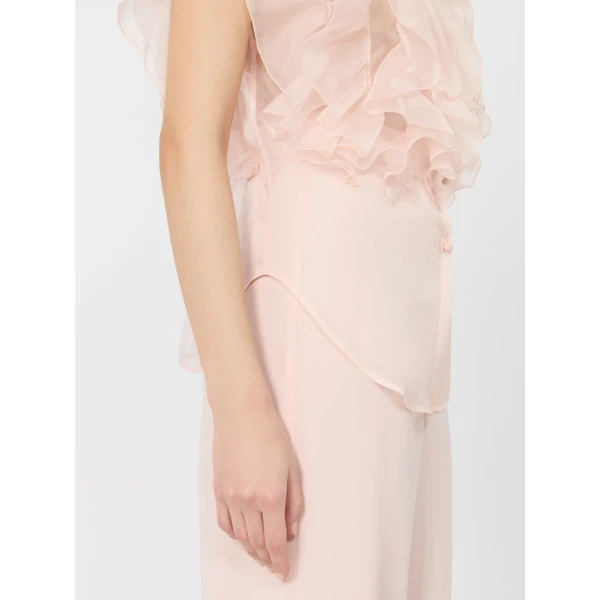 Max Mara Giostra Ruched Silk Organza Shirt in Powder Pink | Shirts | Coveti