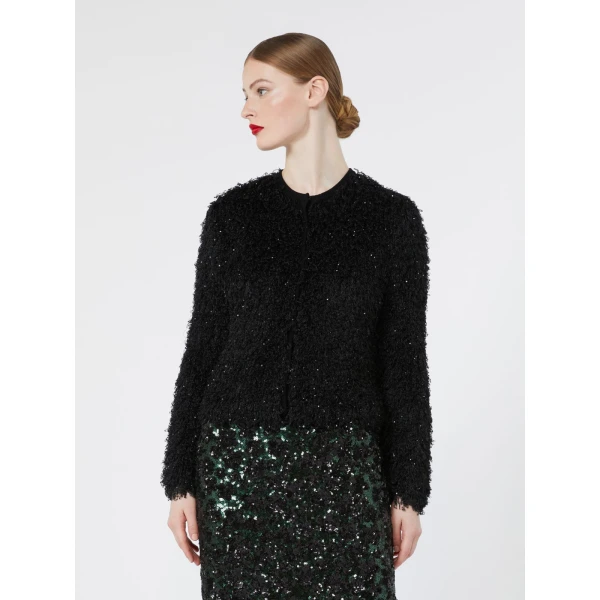 Max Mara Giostra Sequinned Cardigan in Black | Cardigan | Coveti