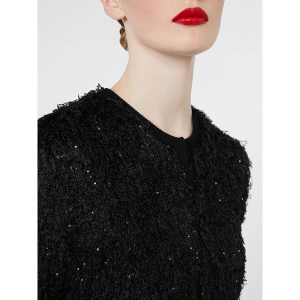 Max Mara Giostra Sequinned Cardigan in Black | Cardigan | Coveti