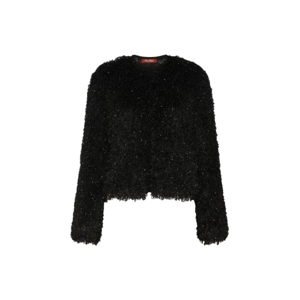 Max Mara Giostra Sequinned Cardigan in Black | Cardigan | Coveti