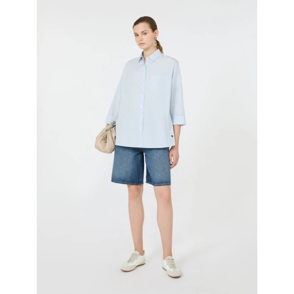 Max Mara Giralda Boxy Cotton Poplin Shirt in Light Blue | Shirts | Coveti