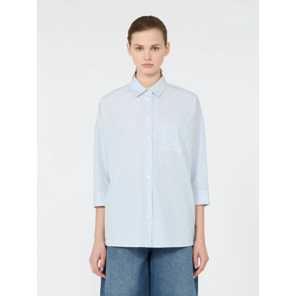 Max Mara Giralda Boxy Cotton Poplin Shirt in Light Blue | Shirts | Coveti