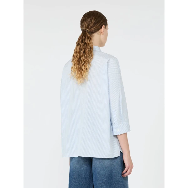 Max Mara Giralda Boxy Cotton Poplin Shirt in Light Blue | Shirts | Coveti