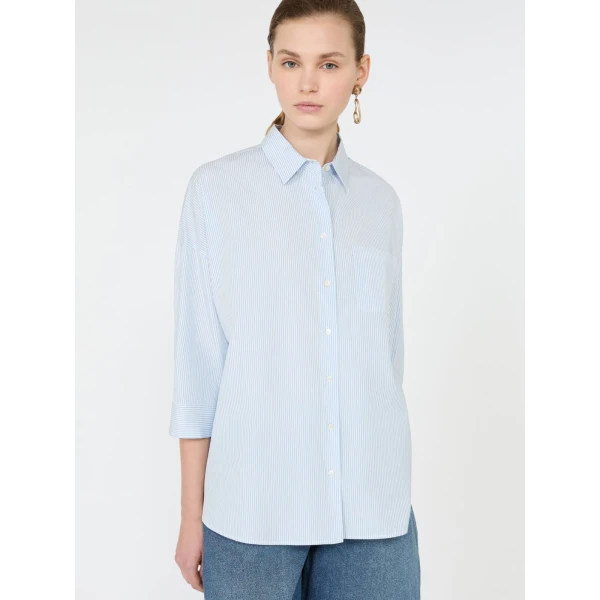 Max Mara Giralda Boxy Cotton Poplin Shirt in Light Blue | Shirts | Coveti
