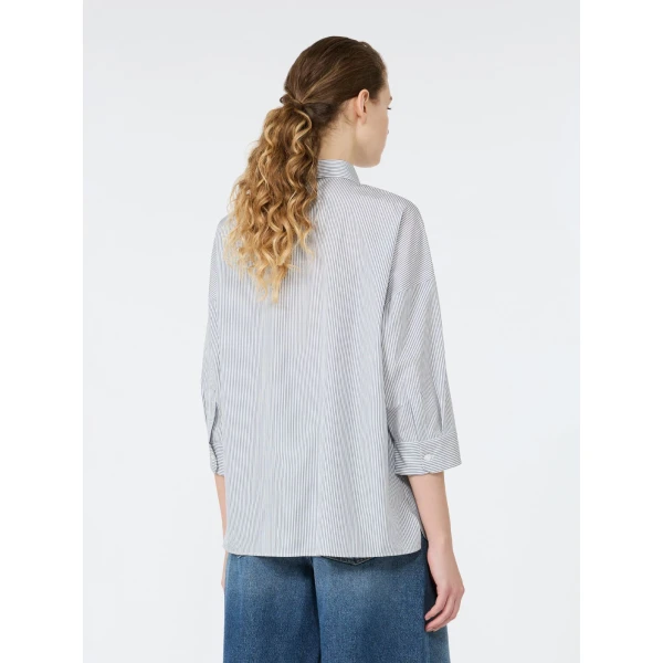 Max Mara Giralda Boxy Cotton Poplin Shirt in Navy | Shirts | Coveti