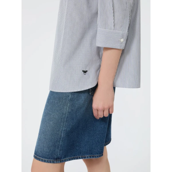 Max Mara Giralda Boxy Cotton Poplin Shirt in Navy | Shirts | Coveti
