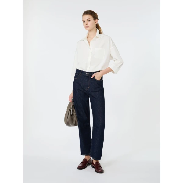 Max Mara Giralda Boxy Cotton Poplin Shirt in White | Shirts | Coveti