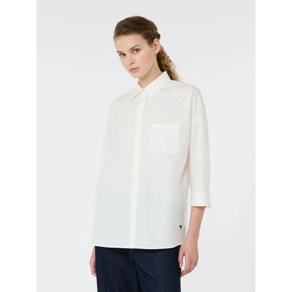 Max Mara Giralda Boxy Cotton Poplin Shirt in White | Shirts | Coveti