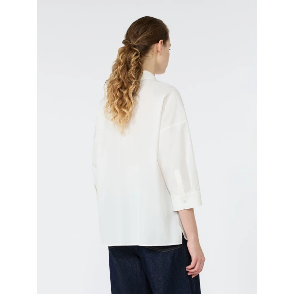 Max Mara Giralda Boxy Cotton Poplin Shirt in White | Shirts | Coveti
